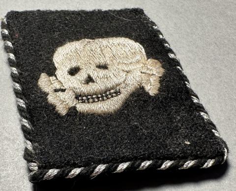 Waffen SS Totenkopf skull concentration camp GUARD vertical collar tab officer RZM tag