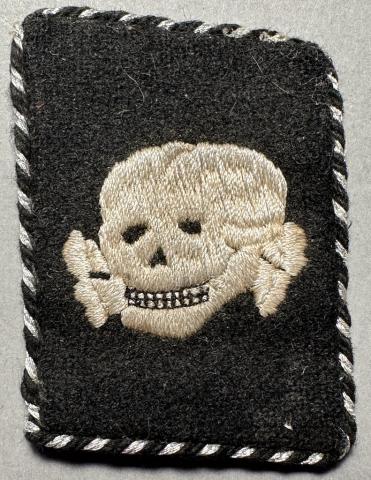 Waffen SS Totenkopf skull concentration camp GUARD vertical collar tab officer RZM tag