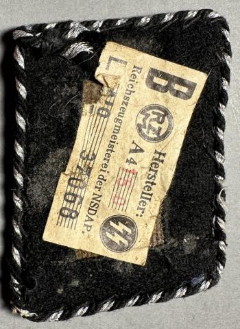 Waffen SS Totenkopf skull concentration camp GUARD vertical collar tab officer RZM tag