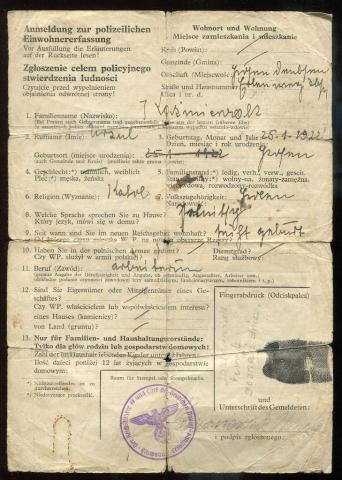 WAFFEN SS Police certificate of residence Third Reich Chief of SS Polizei Gestapo stamped document