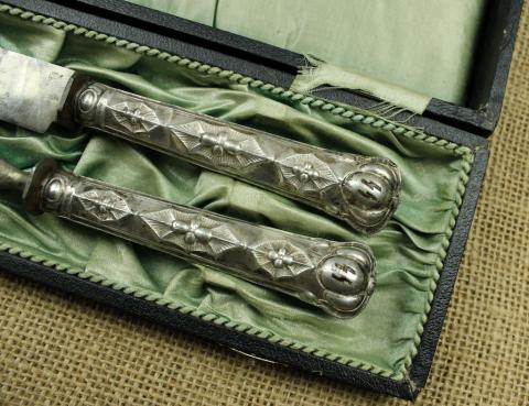 Waffen SS set fork knife silverware ss motto in case authentic original wiking das reich panzer