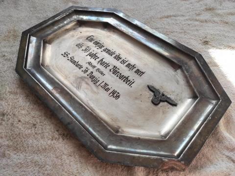 waffen SS Standarte 1936 danzig commemorative silverware original ss eagle insignia