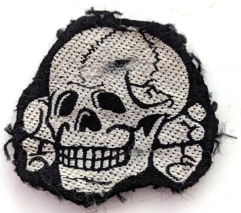 original for sale WAFFEN SS TOTENKOPF M43 cloth skull insignia cap removed