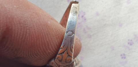 Waffen SS Totenkopf silver ring marked in original jeweler maker case