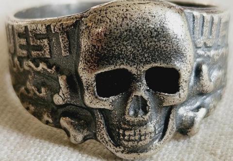 Waffen SS Wehrmacht Totenkopf West Wall commemorative silver 800 ring