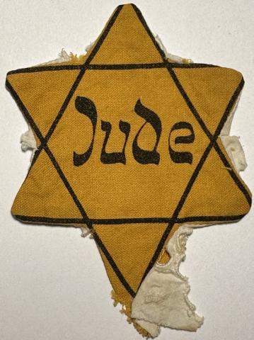 WORN STAR OF DAVID JUDE GERMANY ORIGINAL JEW JEWISH JUIF PATCH HOLOCAUST