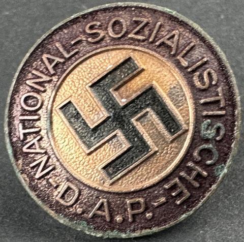 WW2 German Fuhrer Nazi party NSDAP membership pin with weird rare round rounded back pin