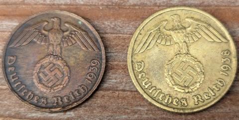 WW2 GERMAN NAZI 1 2 10 50 DEUTSCHE COINS THIRD REICH ORIGINAL PERIOD WAR COIN WW2 GERMAN NAZI 1 2 10 50 DEUTSCHE COINS THIRD REICH ORIGINAL PERIOD WAR COIN
