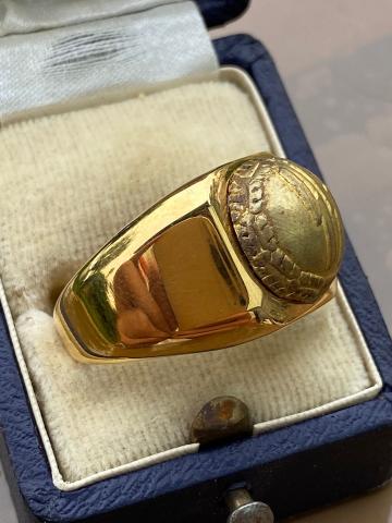 WW2 German Nazi WAFFEN SS original OFFICER GOLD RING CASE