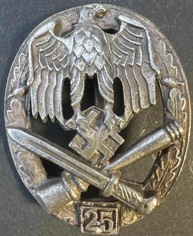 WW2 German Nazi Assault Combat Badge award for 25 interventions RARE Waffen SS Wehrmacht