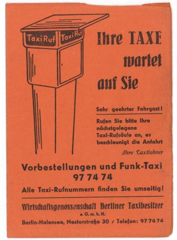 WW2 German Nazi DRGM Polizei document about taxis and taxes in Germany during the Third Reich