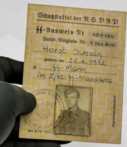 WW2 german Nazi early Waffen SS ID ausweis stamped Himmler signature facsimile WW2 german Nazi early Waffen SS ID ausweis stamped Himmler signature facsimile