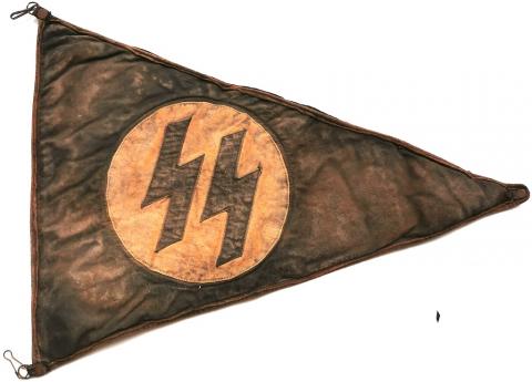 WW2 German Nazi early WAFFEN SS original car pennant flag parade