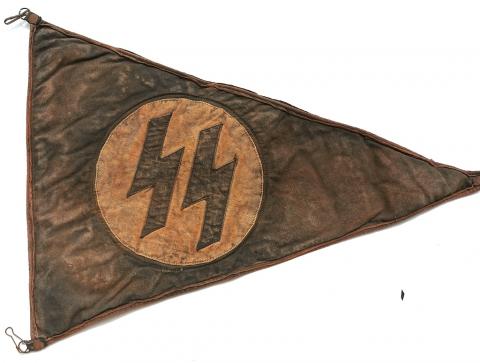 WW2 German Nazi early WAFFEN SS original car pennant flag parade