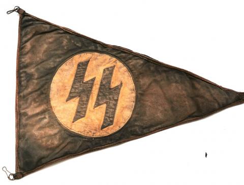 WW2 German Nazi early WAFFEN SS original car pennant flag parade