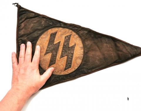 WW2 German Nazi early WAFFEN SS original car pennant flag parade