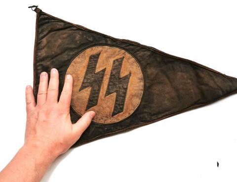 WW2 German Nazi early WAFFEN SS original car pennant flag parade