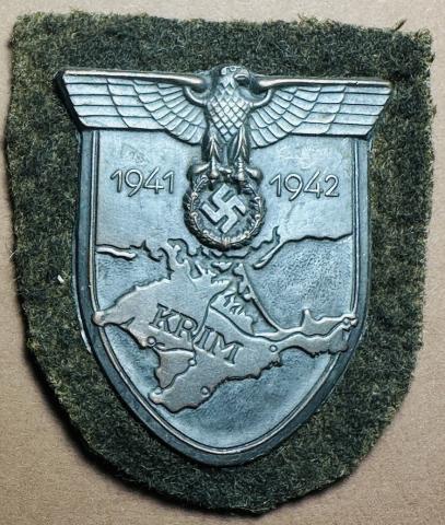 WW2 German Nazi Eastern Front KRIM SHIELD BADGE award Wehrmacht WAFFEN SS WW2 German Nazi Eastern Front KRIM SHIELD BADGE award Wehrmacht WAFFEN SS