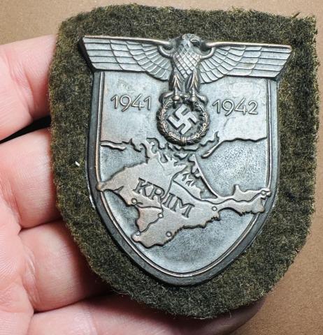 WW2 German Nazi Eastern Front KRIM SHIELD BADGE award Wehrmacht WAFFEN SS