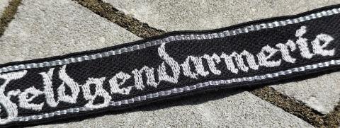 WW2 German Nazi feldgendarmerie cufftitle with WAFFEN SS cloth tag