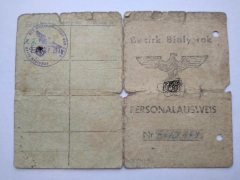 WW2 German Nazi FORCED LABOR GeneralGovernment POLISH woman AUSWEIS ID with Third Reich stamp