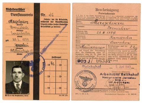 WW2 German Nazi GENERAL GOVERNMENT Personal ID AUSWEIS stamped