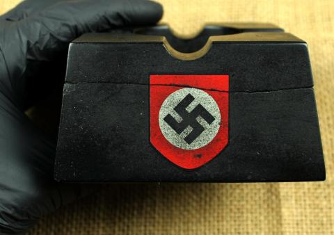 WW2 German Nazi Gestapo police polizei ashtray 4 sides decals swatika marked
