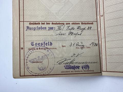 WW2 German Nazi Heer Wehrmacht officer Wehrpass ID entries stamps