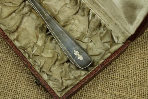 WW2 German Nazi Hitler Youth HJ ceremonial big spoon in case silverware