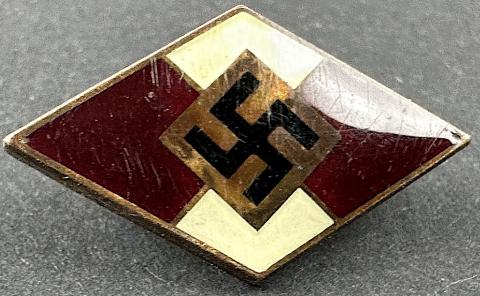 WW2 German Nazi Hitler Youth hj diamond pin marked rzm membership