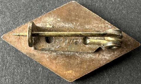 WW2 German Nazi Hitler Youth hj diamond pin marked rzm membership