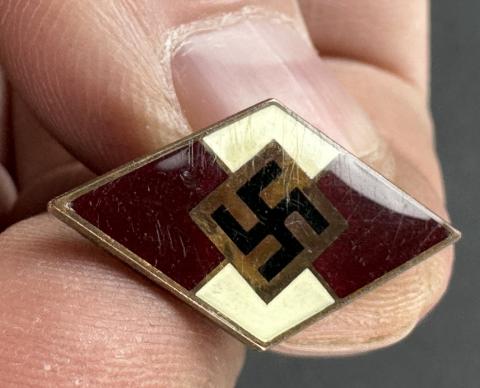 WW2 German Nazi Hitler Youth hj diamond pin marked rzm membership