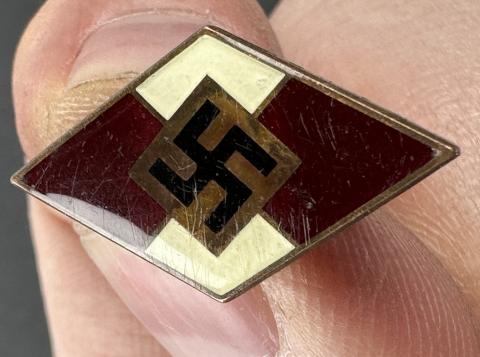 WW2 German Nazi Hitler Youth hj diamond pin marked rzm membership