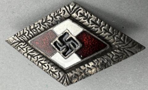 WW2 German Nazi HITLER YOUTH HJ diamond silver pin by RZM