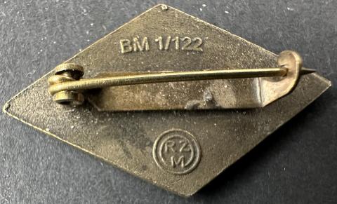 WW2 German Nazi HITLER YOUTH HJ golden gold RZM diamond pin membership