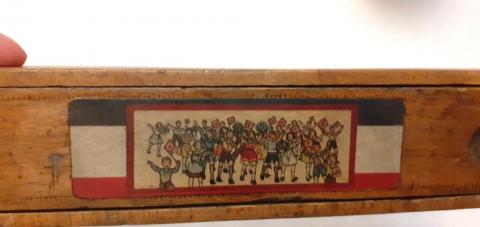 WW2 German Nazi Hitler Youth HJ RARE school wooden pen box with swastikas