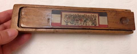 WW2 German Nazi Hitler Youth HJ RARE school wooden pen box with swastikas