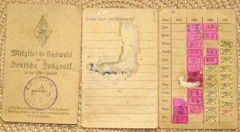 WW2 German Nazi HITLER YOUTH HJ photo ID booklet stamped