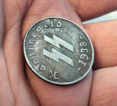 HOLOCAUST CONCENTRATION CAMP KANTINE WAFFEN SS TOTENKOPF GUARD COIN
