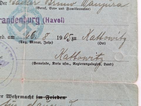 WW2 German Nazi GESTAPO police photo ID Ausweis stamped signed