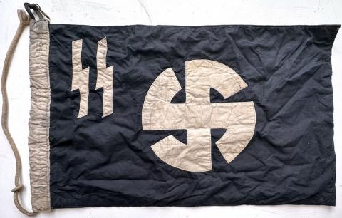 WW2 German Nazi WAFFEN SS Totenkopf WIKING banner pennant flag original for sale