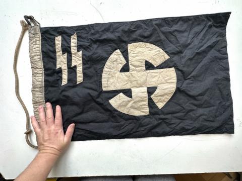 WW2 German Nazi WAFFEN SS Totenkopf WIKING banner pennant flag original for sale