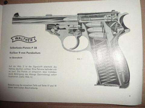 WW2 German Nazi manual user guide for gun Walther P-38
