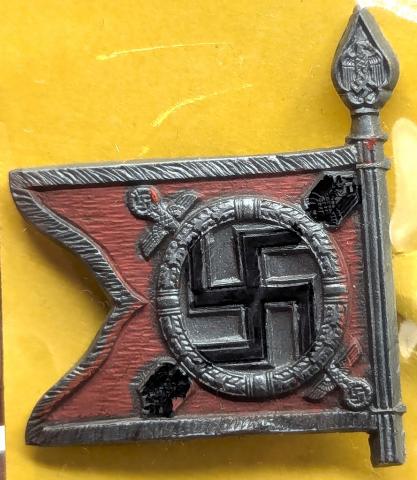 WW2 German Nazi miniature Third Reich flag with Swastika tiny marked banner WHW