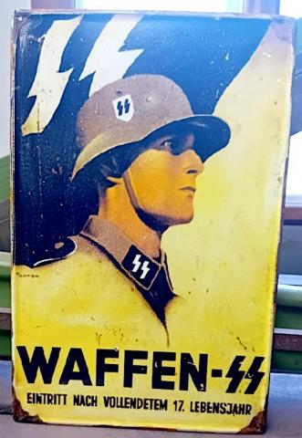 WW2 German Nazi nice Waffen SS recruitment metal wall sign Panzer Totenkopf LAAH Das Reich
