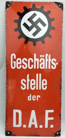 WW2 German Nazi NSDAP DAF German Labour Front wall metal sign