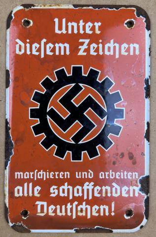 WW2 German Nazi NSDAP DAF German Labour Front workers of the third Reich wall enamel sign