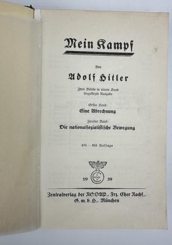 WW2 German Nazi NSDAP Fuhrer Adolf Hitler personal book MEIN KAMPF Wedding edition