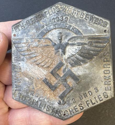 WW2 German nazi NSFK badge 1939 National Erkorps plate badge