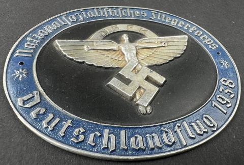 WW2 German Nazi NSFK badge plate 1938 award deustchlandflug